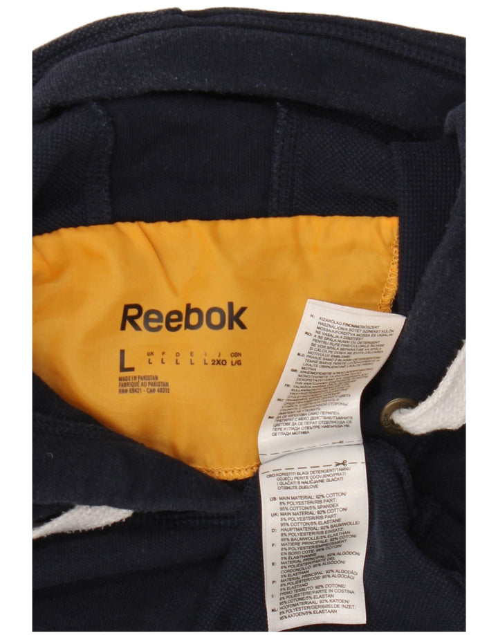 Męski sweter z kapturem REEBOK, duży, granatowy, bawełniany