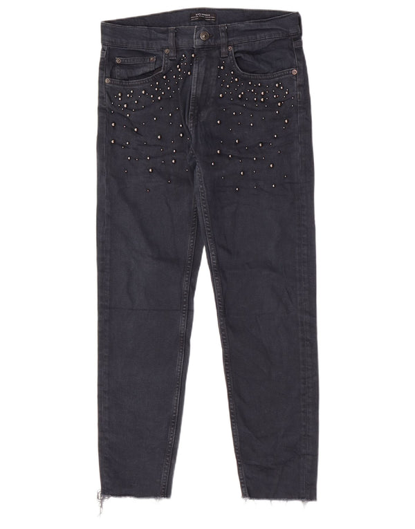 Dżinsy damskie Zara EU 36 XS W26 L27 Granatowe, bawełniane w cętki