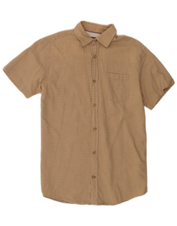 Koszula męska z krótkim rękawem Jack & Jones, mała, beżowa, bawełniana w prążki