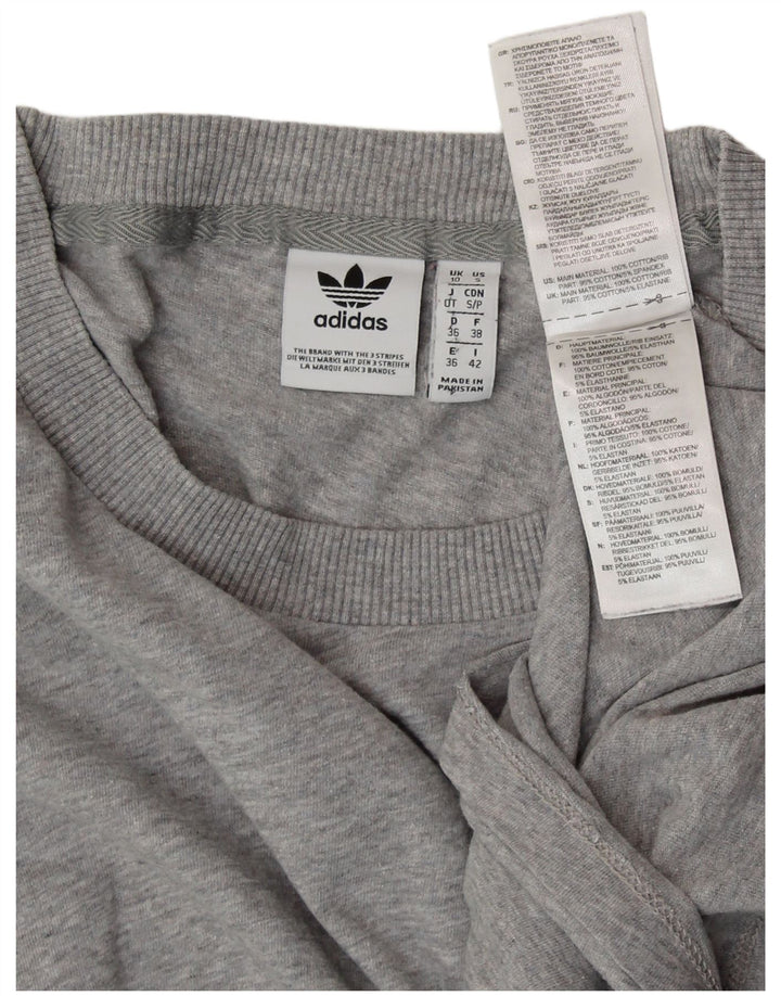 Damska koszulka oversize ADIDAS Top UK 10, mała, szara bawełna