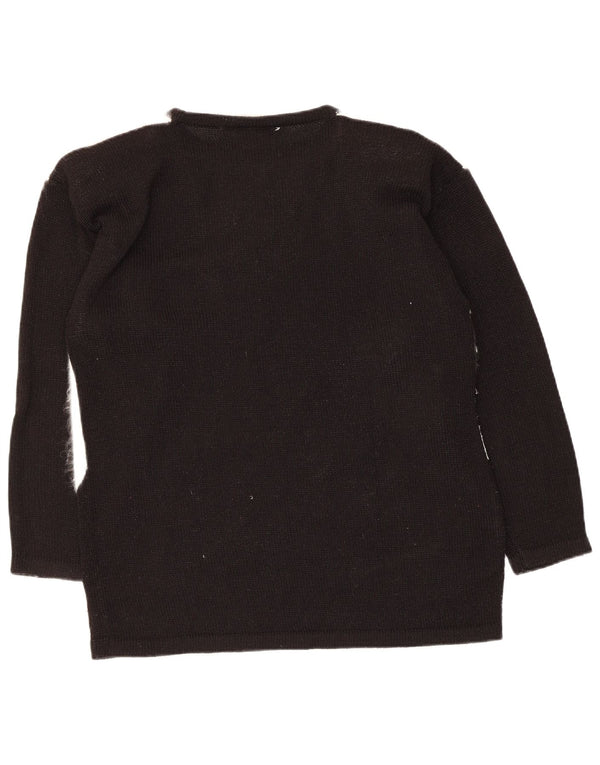 Sweter damski w stylu vintage z graficznym wycięciem pod szyją UK 10, mały czarny