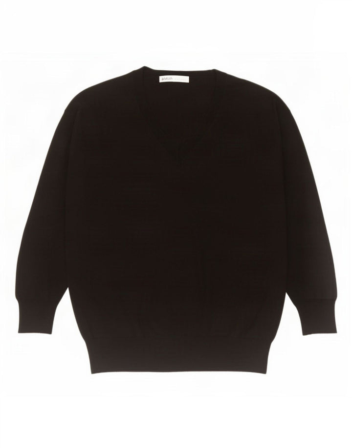 Damski sweter oversize z dekoltem w kształcie litery V Zara UK 10, mały, czarny poliester