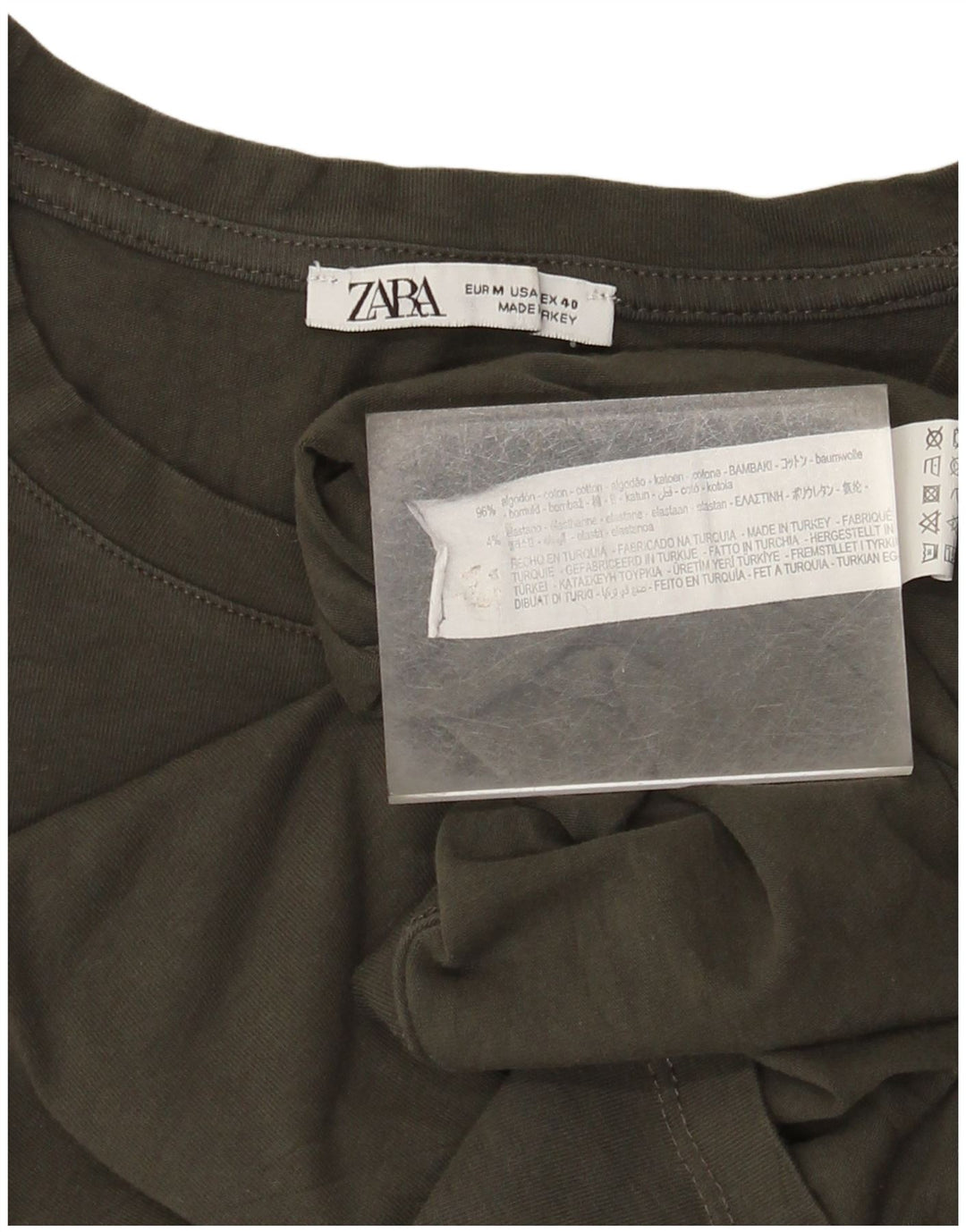 T-shirt męski Zara, bawełniany, średnio brązowy