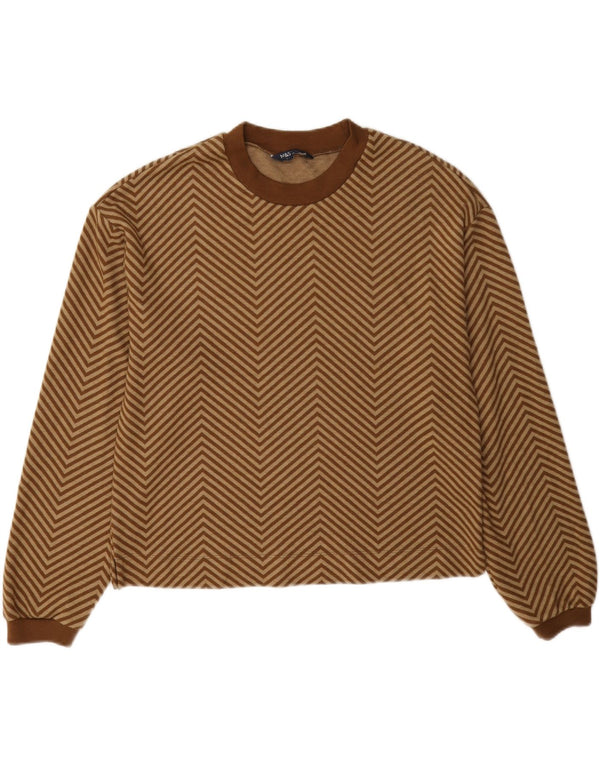 Marks & Spencer Damski sweter z okrągłym dekoltem UK 12 Średni brązowy Chevron