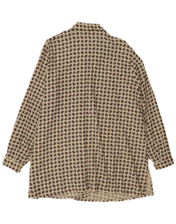 Vintage Womens Shirt Dress UK 18 XL Beige Geometric