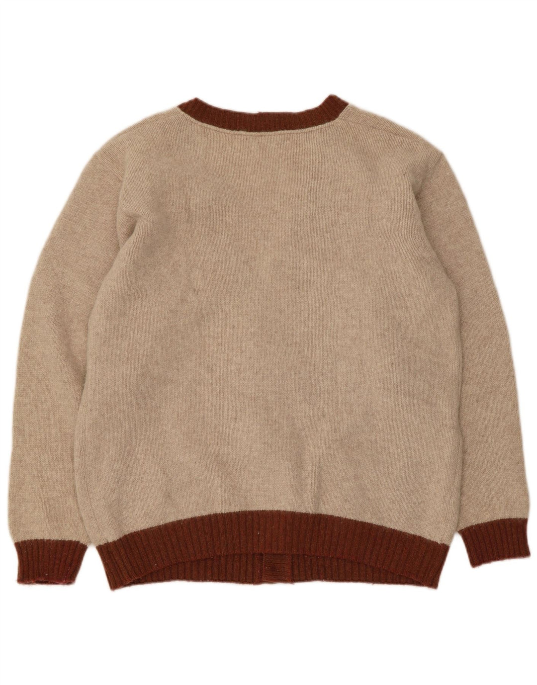 Sweter męski w stylu vintage, mały, beżowy, argyle/diamentowa wełna