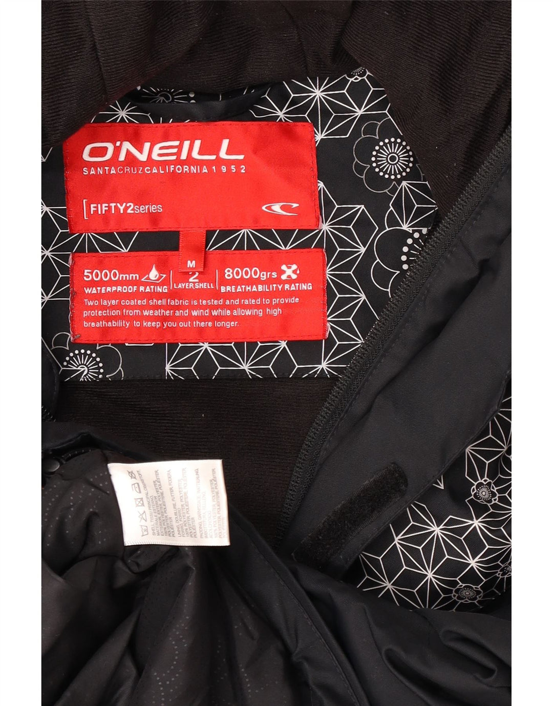 Damska kurtka przeciwdeszczowa z kapturem O'Neal UK 14, średni czarny geometryczny poliester