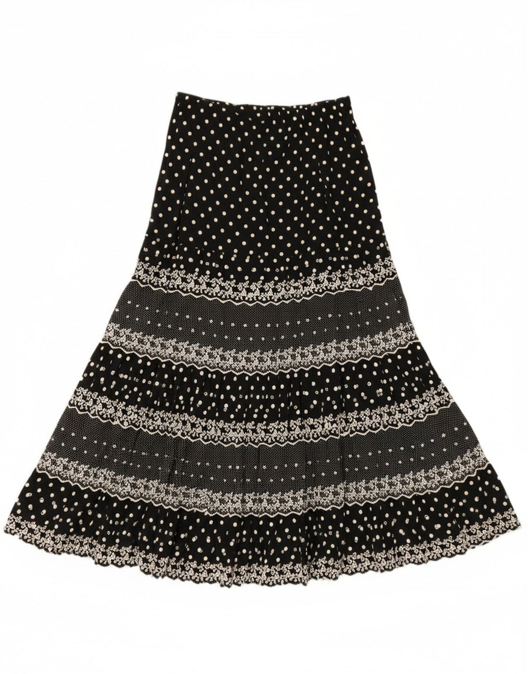 Vintage damska spódnica cygańska W28 średnia czarna w cętki