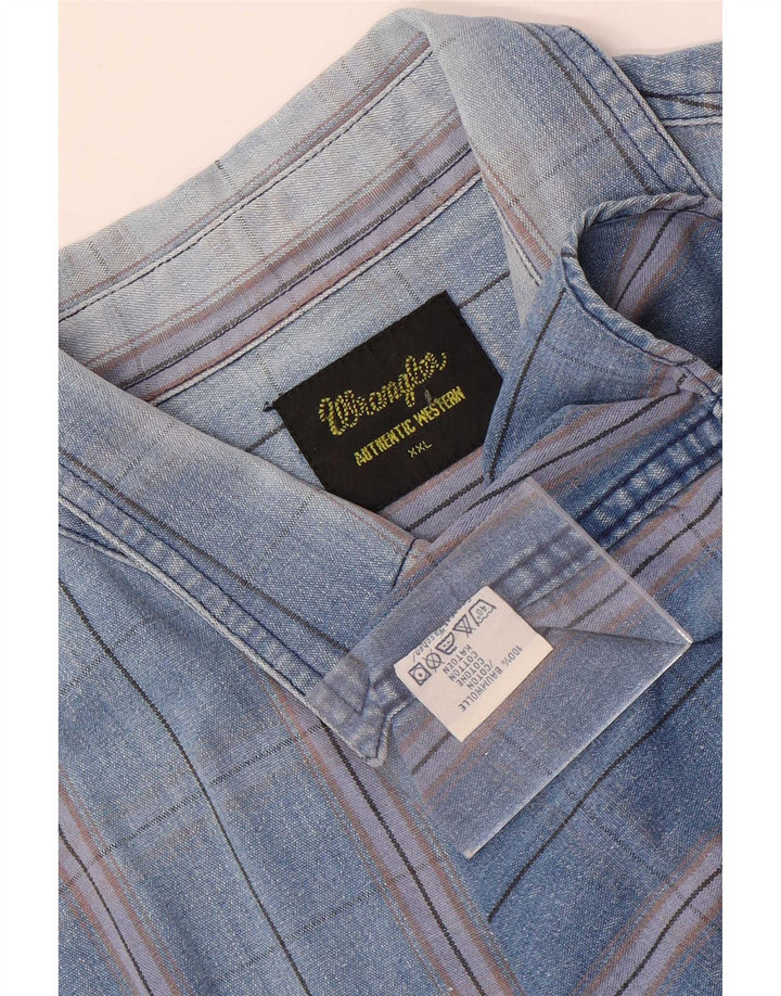 Męska koszula westernowa Wrangler 2XL, bawełniana niebieska kratka