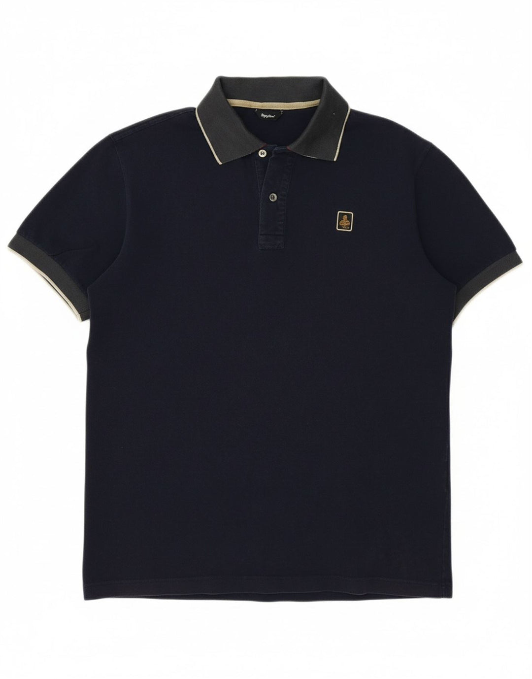 REFRIGIWEAR Mens Polo Shirt Large Navy Blue Cotton Vintage Refrigiwear and Second-Hand Refrigiwear from Messina Hembry 