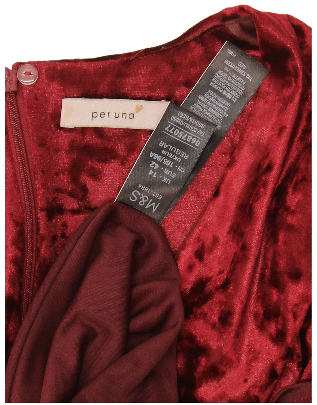 MARKS & SPENCER Womens 3/4 Sleeve Wrap Dress UK 14 Large Red Polyester