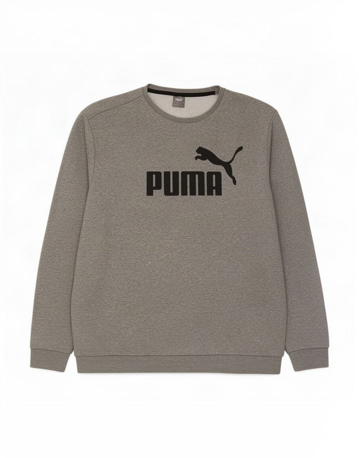 Męska bluza z grafiką Puma, sweter 4XL, szara, nakrapiana bawełna