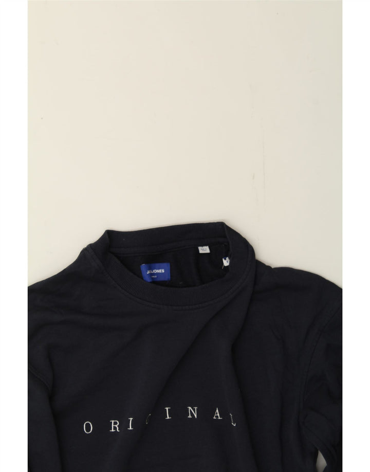 JACK & JONES Mens Sweatshirt Jumper Medium Navy Blue Polyester Vintage Jack & Jones and Second-Hand Jack & Jones from Messina Hembry 