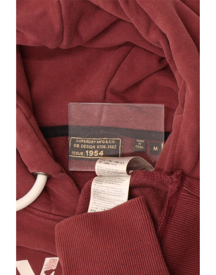 Męski sweter z kapturem Superdry z grafiką, średniej wielkości bordowy bawełniany