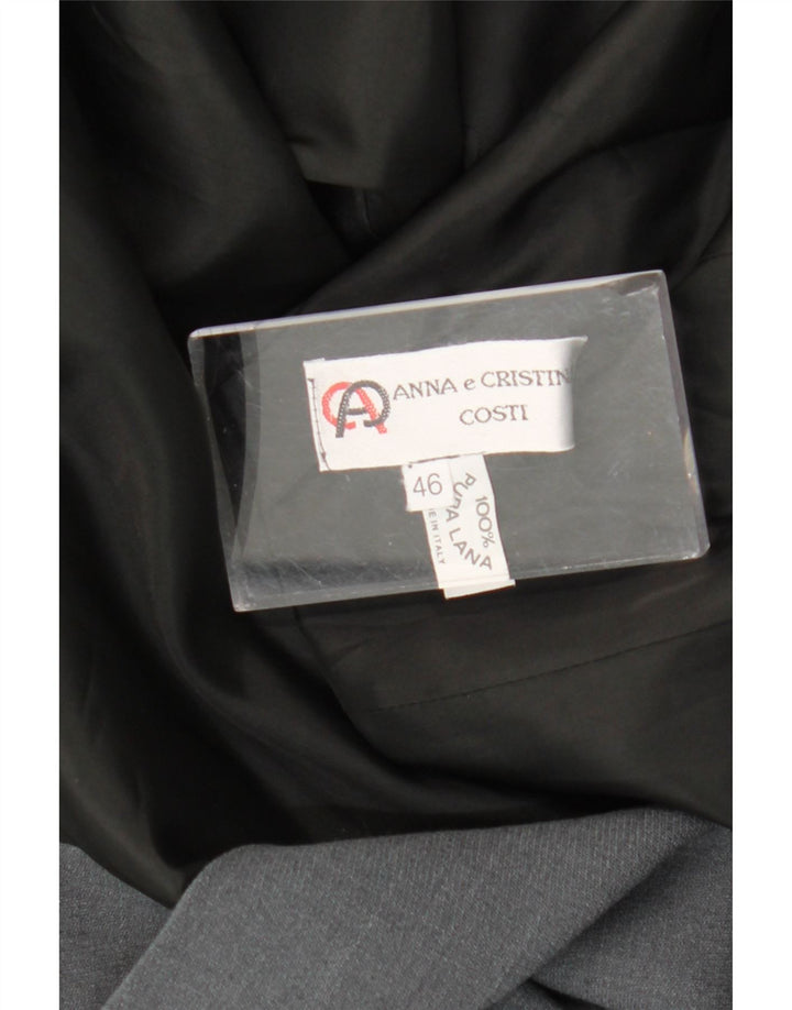 Dwurzędowy płaszcz damski w stylu vintage IT 46, duży, szary, wełniany