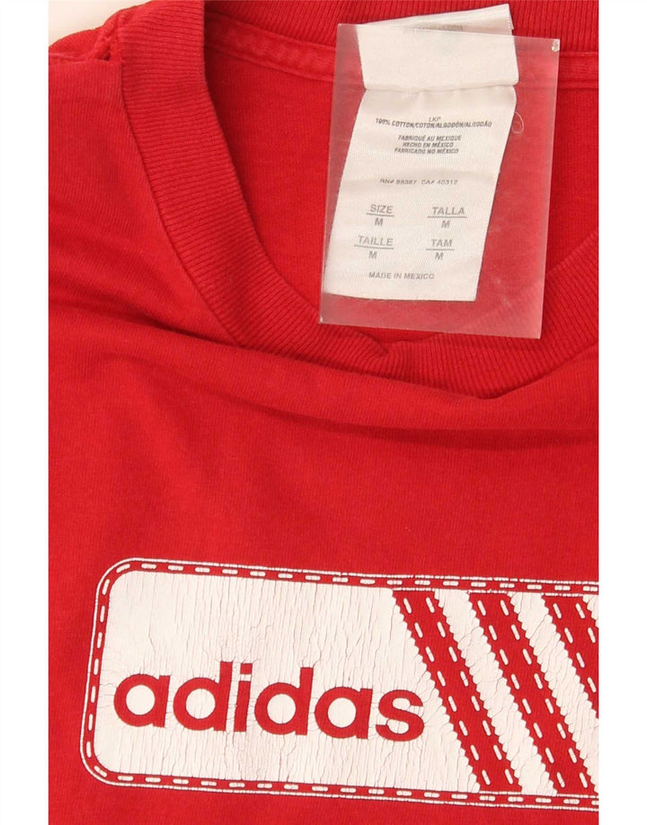 Męska koszulka z grafiką Adidas, bawełniana, średnia czerwona
