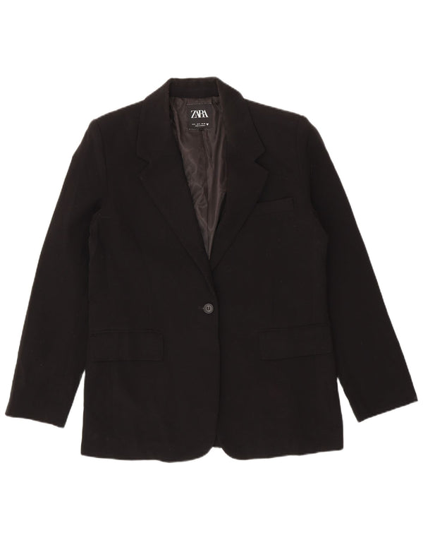 Damska marynarka Zara zapinana na 1 guzik, oversize UK 10, mała, czarna, poliester