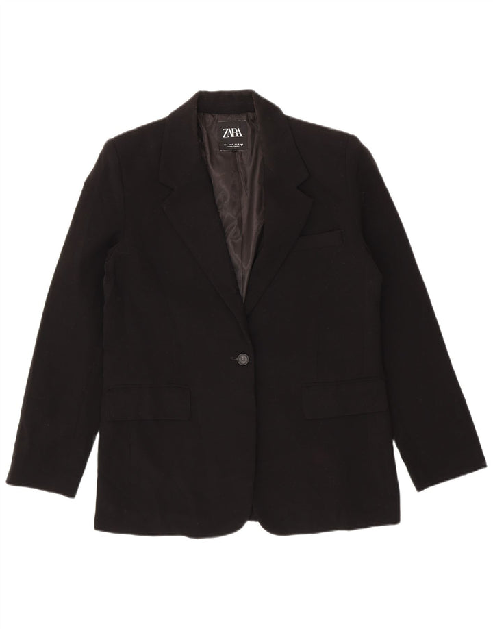 Damska marynarka Zara zapinana na 1 guzik, oversize UK 10, mała, czarna, poliester