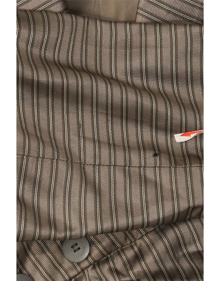 Vintage Womens Crop 2 Button Blazer Jacket EU 38 Medium Grey Striped Silk