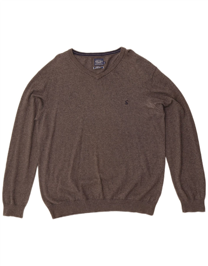 Męski sweter Joules z dekoltem w kształcie litery V, XL, szary, bawełniany