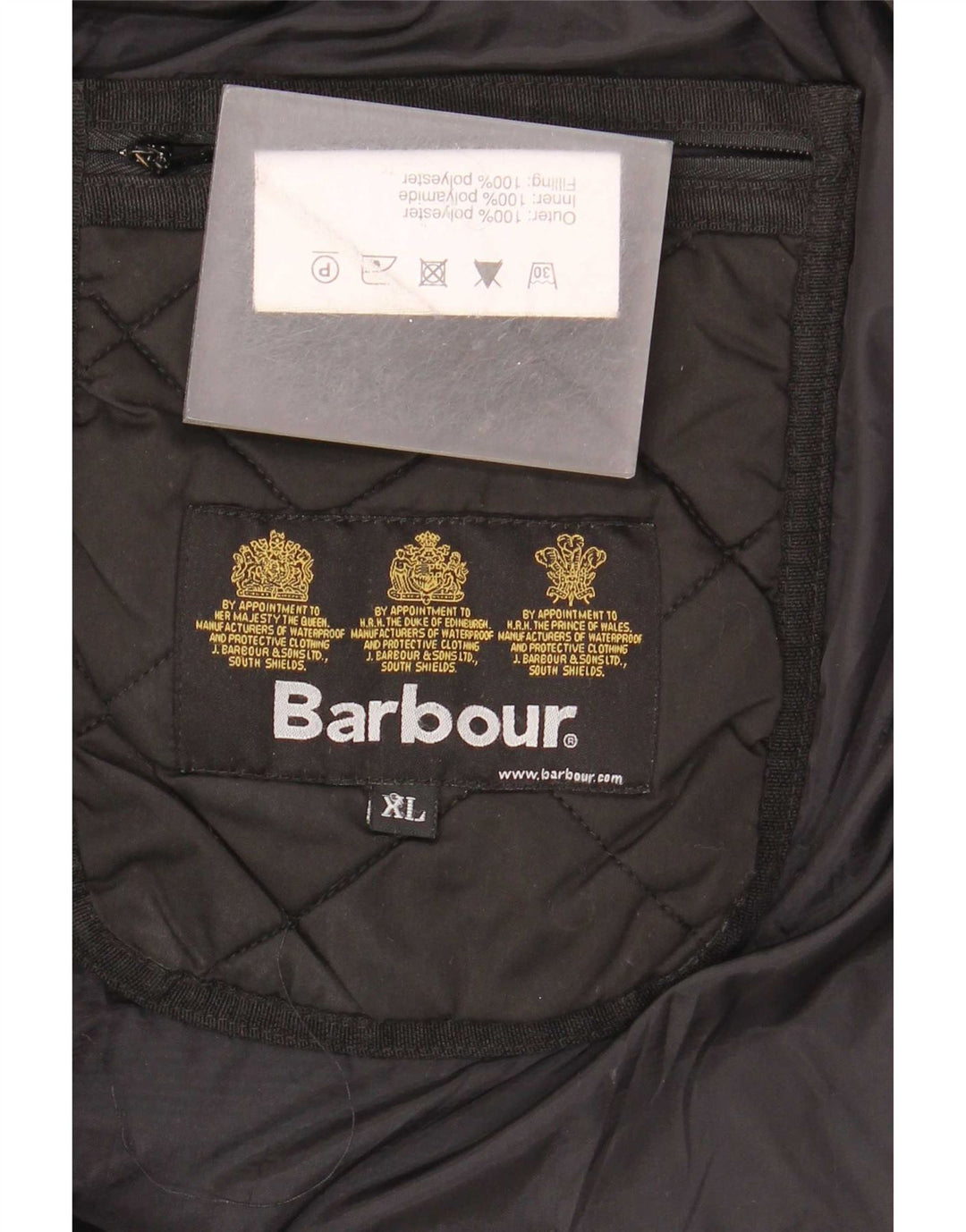Męska pikowana kurtka Barbour UK 42 XL, czarny poliester