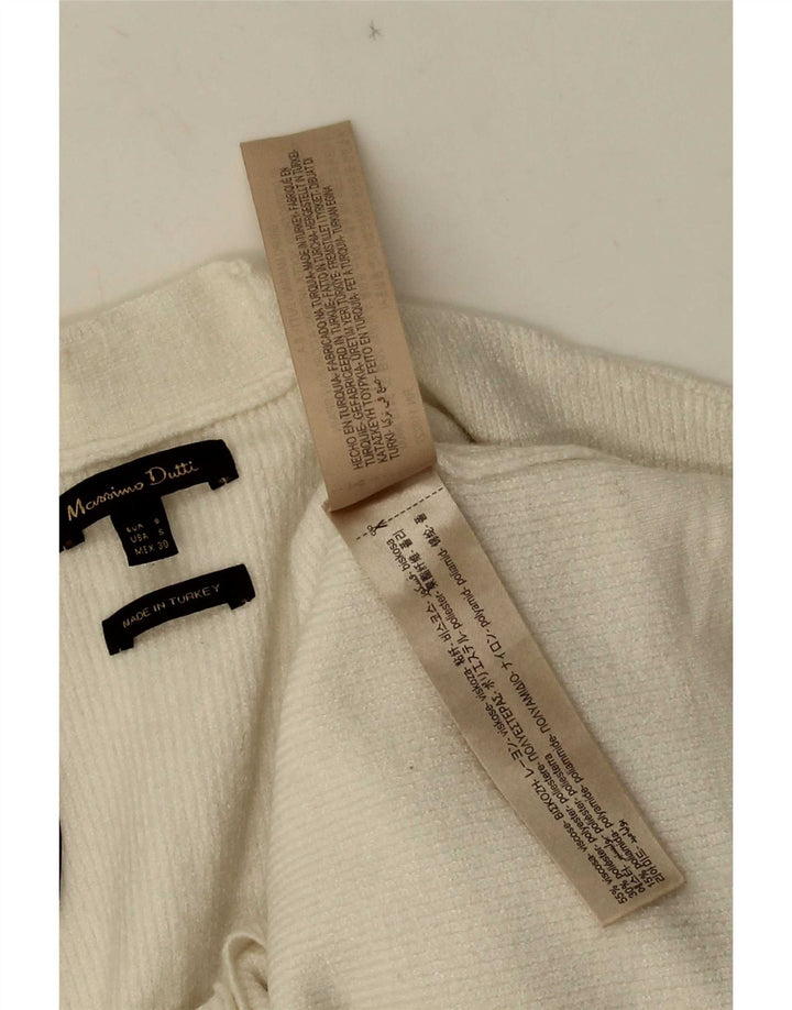 Sweter damski Massimo Dutti Crop Cardigan UK 10 Small White Wiskoza