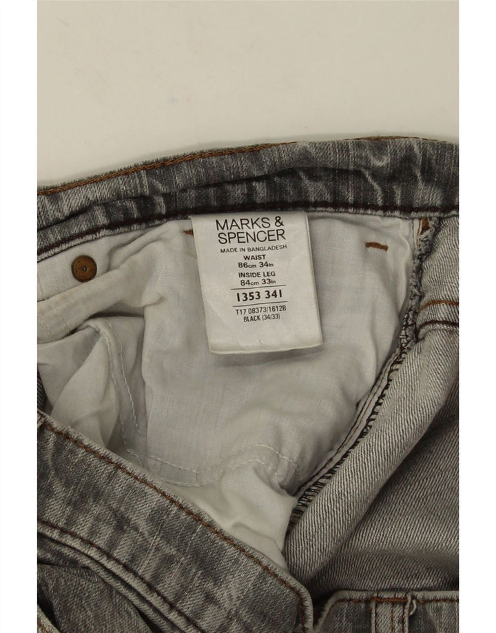 Marks & Spencer Męskie proste dżinsy W34 L33 Szara bawełna