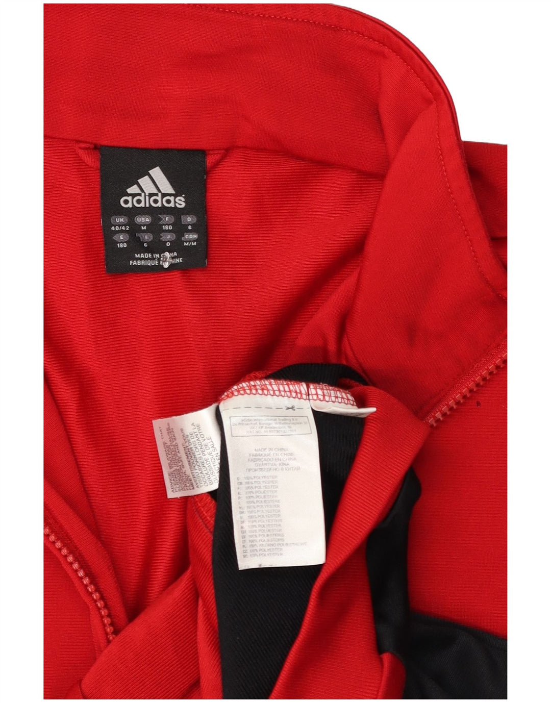Męska kurtka dresowa Adidas UK 40/42, poliester w kolorze średniej czerwieni