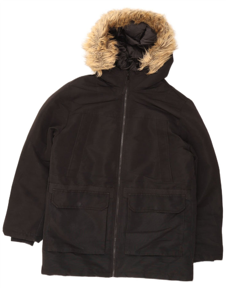 Męska kurtka parka z kapturem Jack & Jones UK 40, duża, czarna, poliestrowa