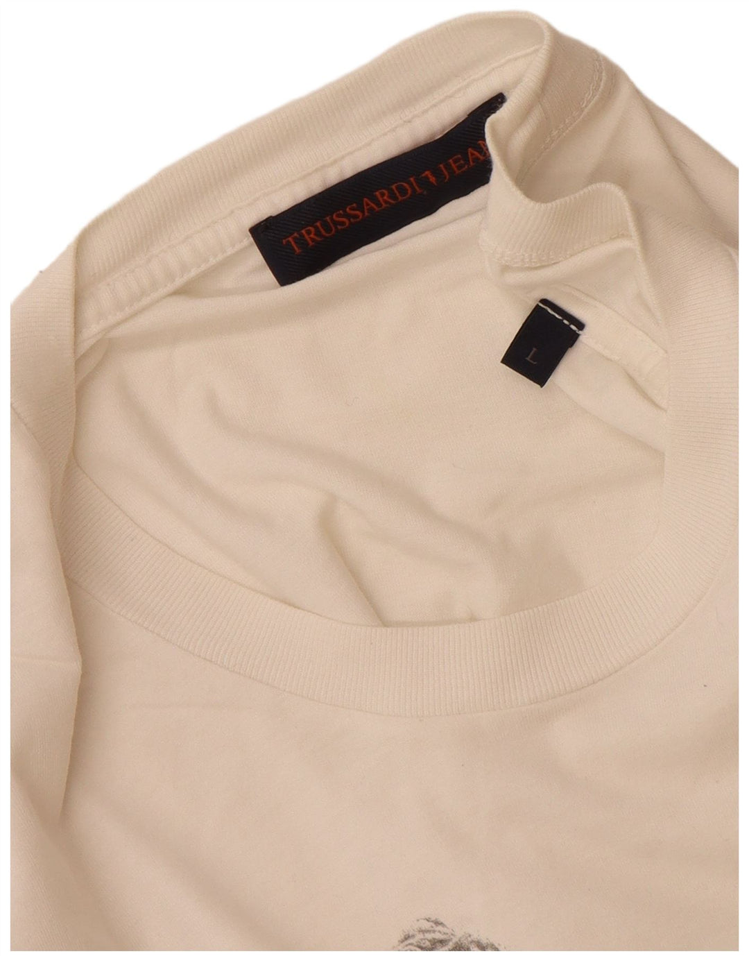 Męski T-shirt z grafiką Trussardi Jeans, duży, biały