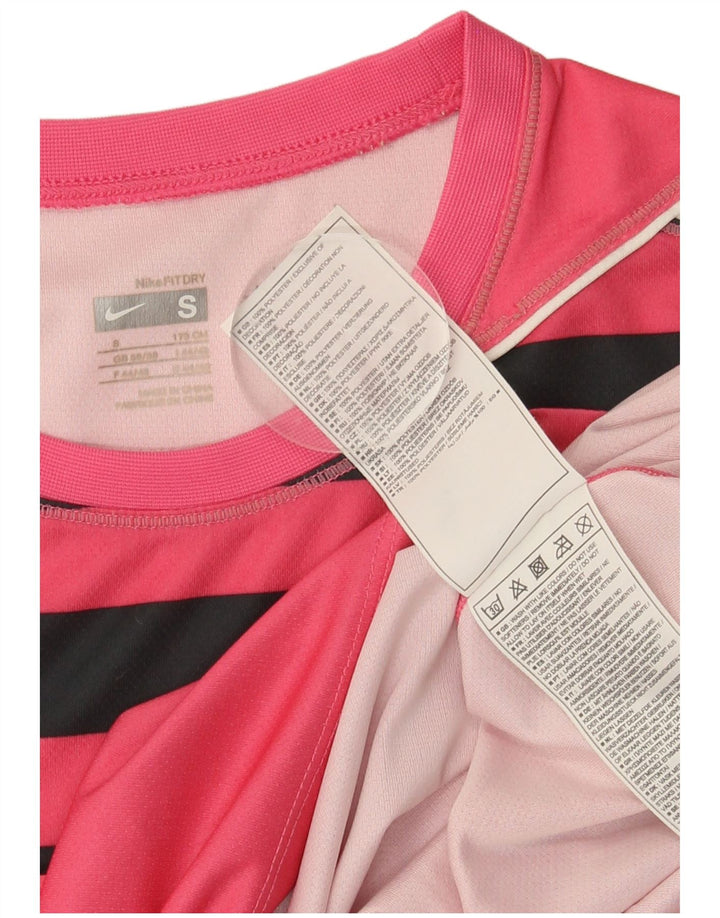 NIKE Mens T-Shirt Top UK 36/38 Small Pink Striped Polyester