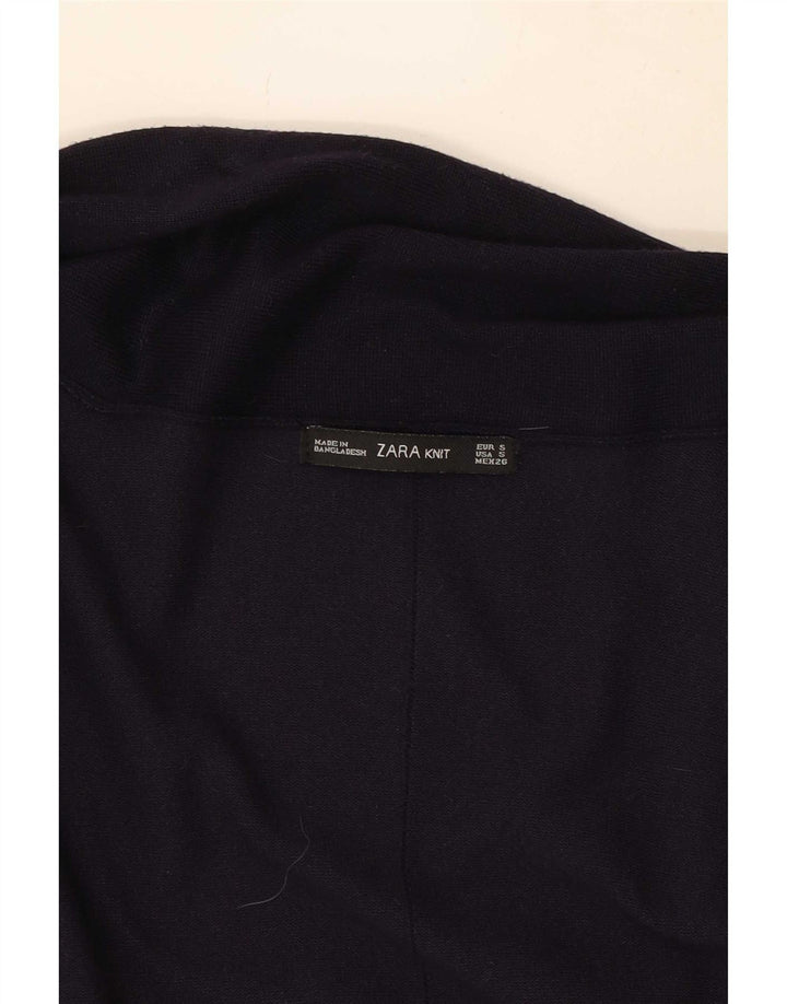 Sweter damski Zara z otwartym kardiganem UK 10, mały, granatowy
