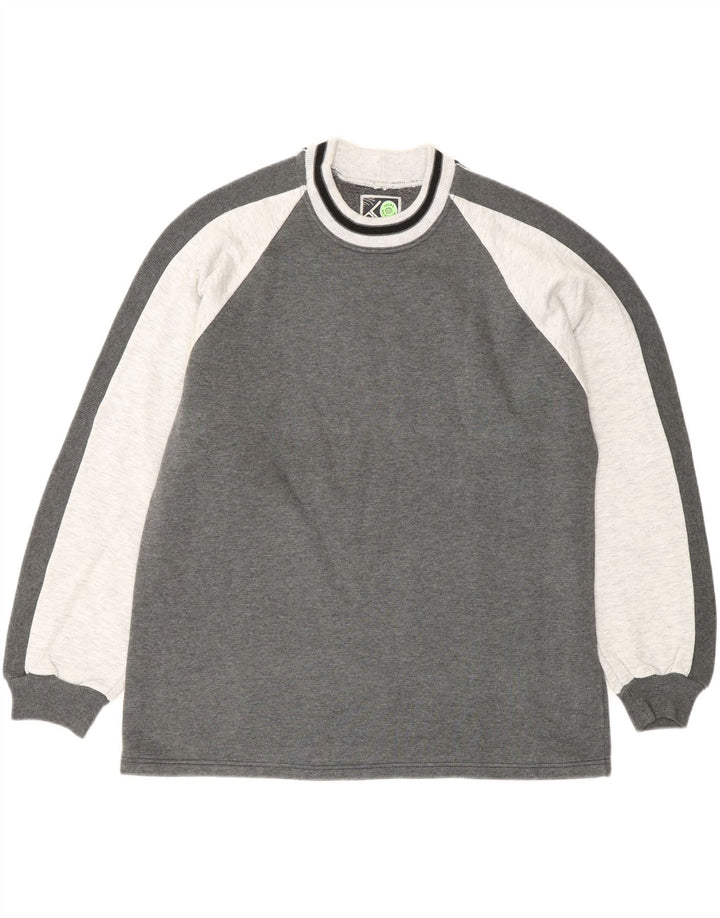 Sweter męski w stylu vintage, duży, szary, akrylowy blok kolorów