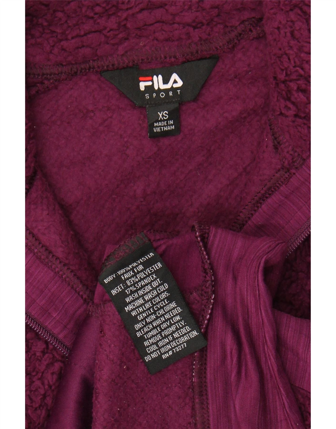 FILA Womens Fleece Jacket UK 6 XS Purple Polyester Vintage Fila and Second-Hand Fila from Messina Hembry 