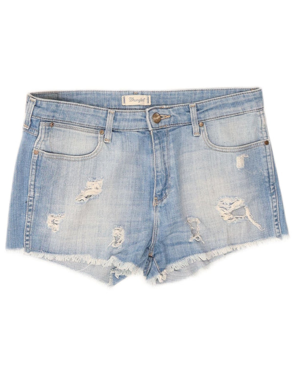 Damskie spodenki jeansowe Wrangler Boyfriend Distressed XS W29, niebieskie, bawełniane