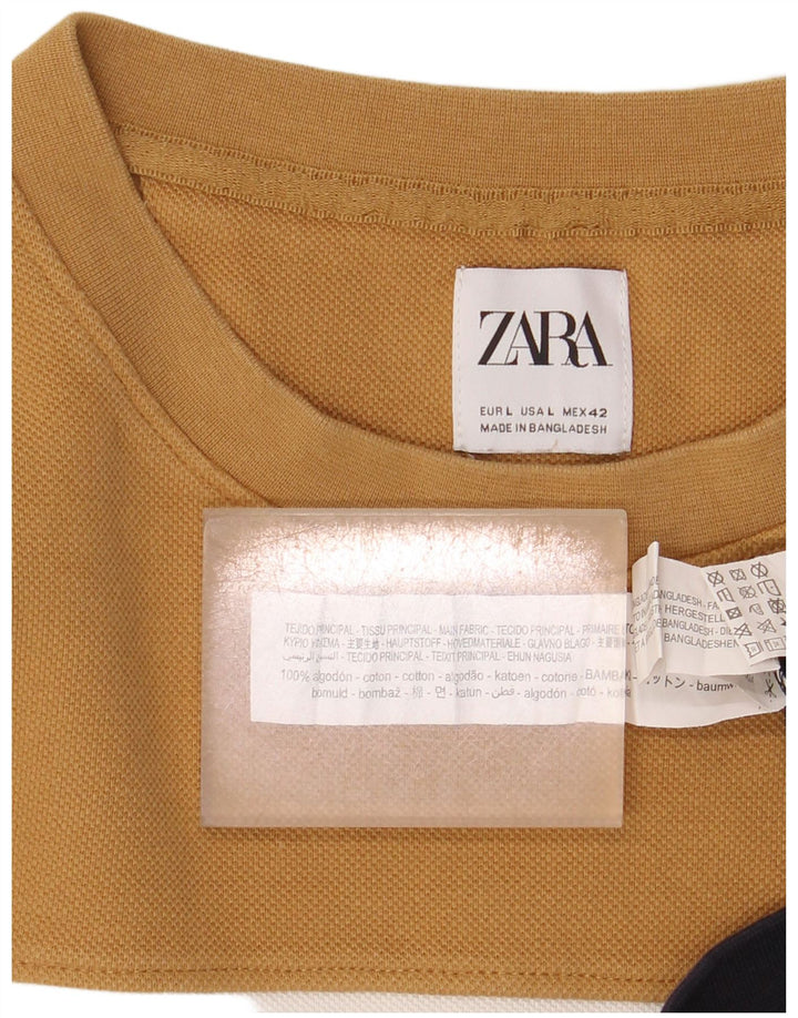 Męski sweter Zara, duży, wielokolorowy, bawełniany z blokami kolorów