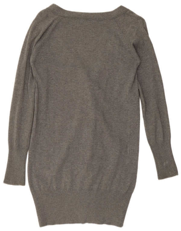Damski sweter o przedłużonym fasonie Zara UK 12, średnioszary, bawełniany