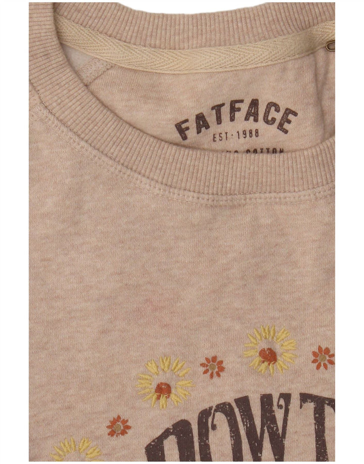 Damska bluza z grafiką Fat Face, UK 12, średnia beżowa bawełna