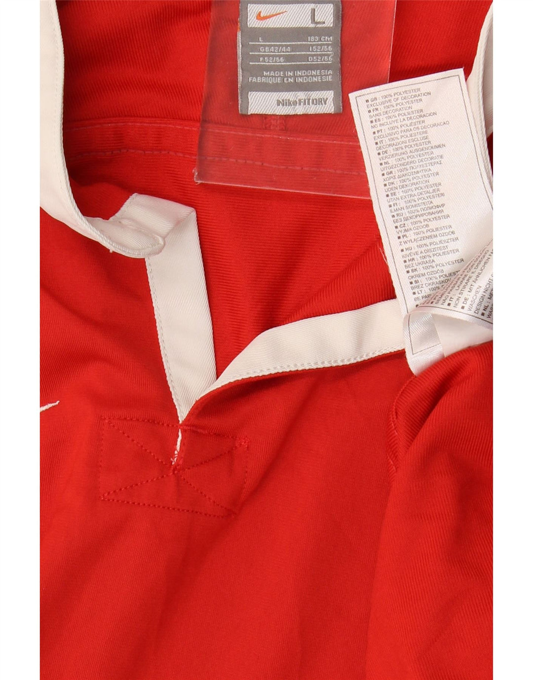 T-shirt męski Nike Top UK 42/44, duży czerwony poliester z blokami kolorów