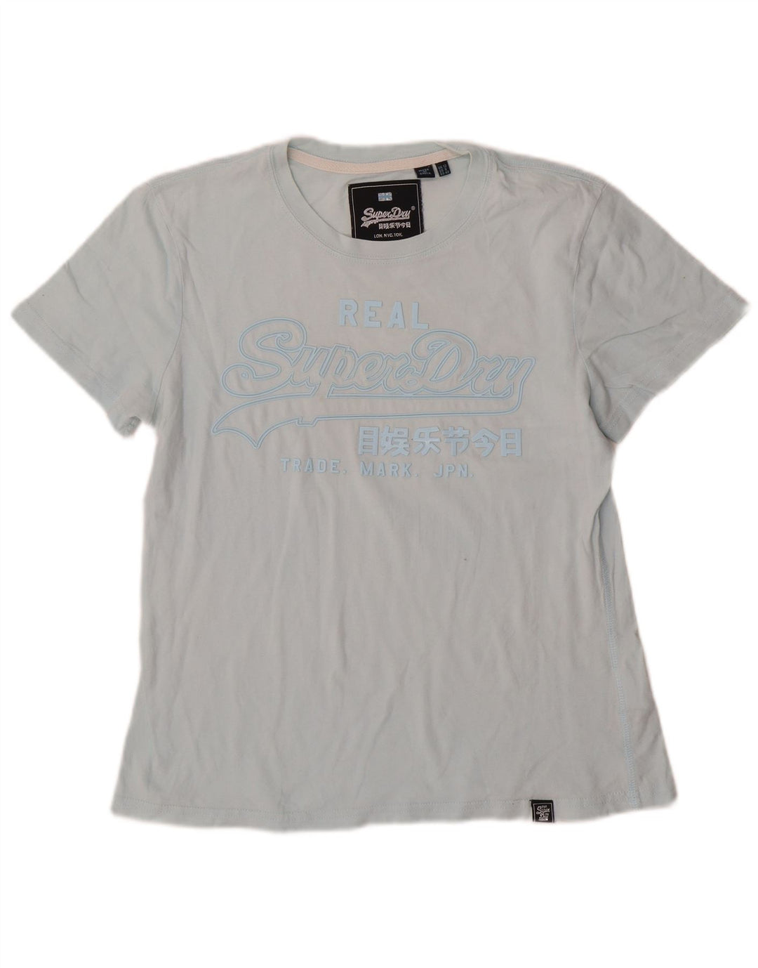 Damski T-shirt z grafiką Superdry Top UK 12, średni niebieski, bawełniany
