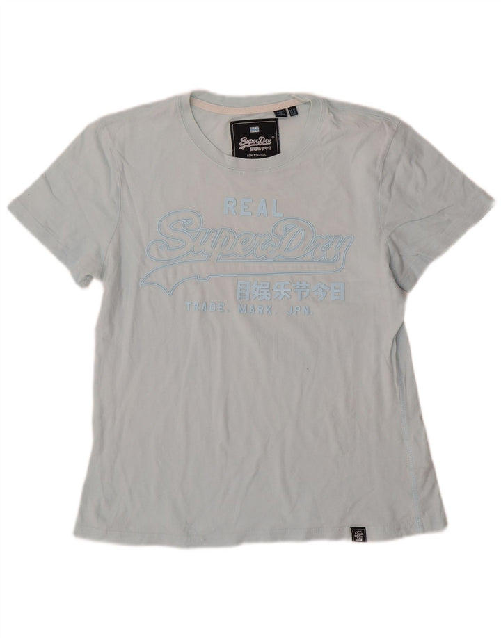 Damski T-shirt z grafiką Superdry Top UK 12, średni niebieski, bawełniany