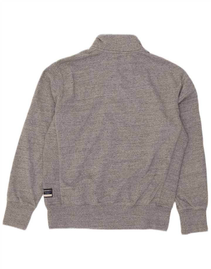 Męski sweter z zamkiem błyskawicznym Superdry, duży, szary, bawełniany