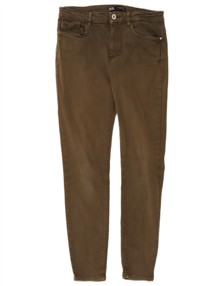 Damskie krótkie jeansy Zara EU 40 Medium W30 L26, bawełna khaki