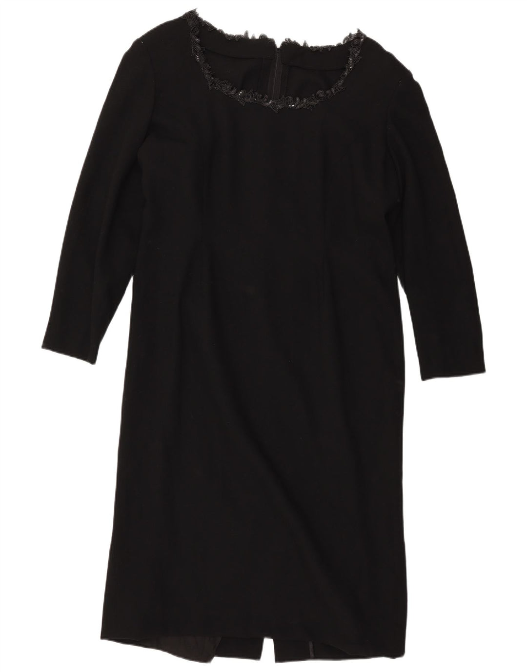 Damska sukienka płaszczowa z długim rękawem VINTAGE UK 14, duża czarna