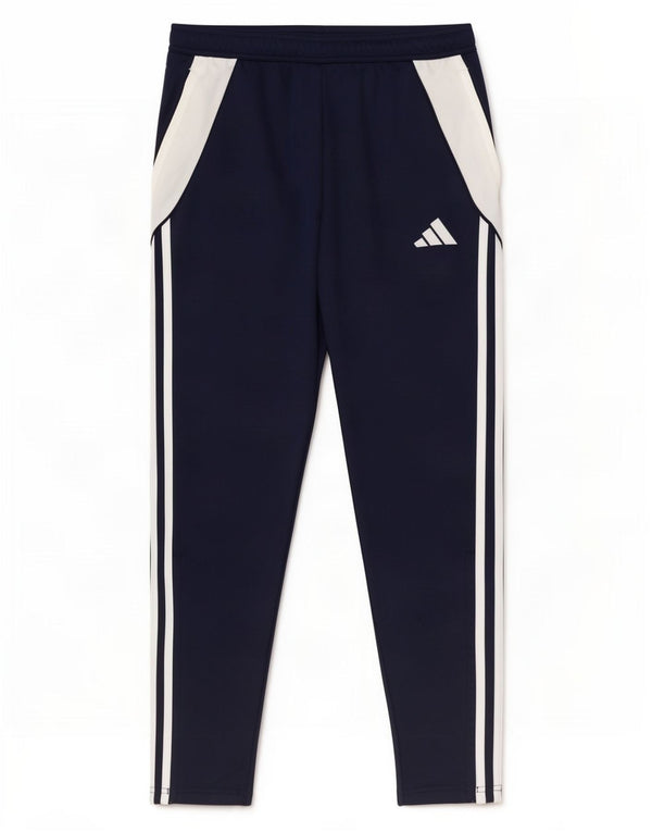 Męskie spodnie dresowe Adidas Aeroready, średnio-granatowe, z blokami kolorów