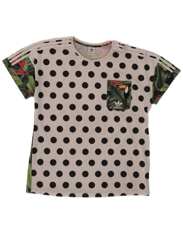 Damska koszulka Adidas Oversized Graphic Top UK 10 Small White Polka Dot