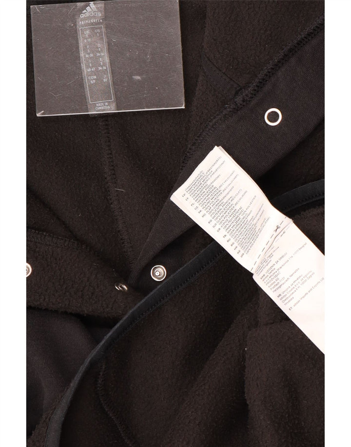 Damski, oversize'owy sweter polarowy ADIDAS z kapturem, UK 8/10, mały, czarny poliester