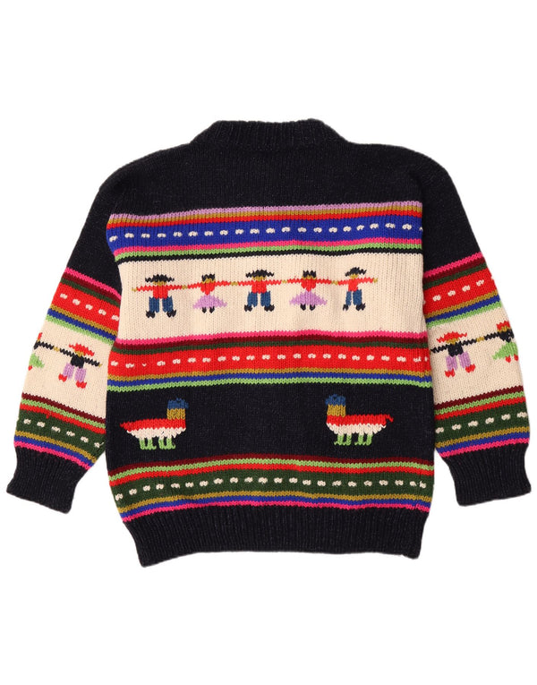 Sweter damski w stylu vintage, rozpinany, UK 14, duży, granatowy w paski