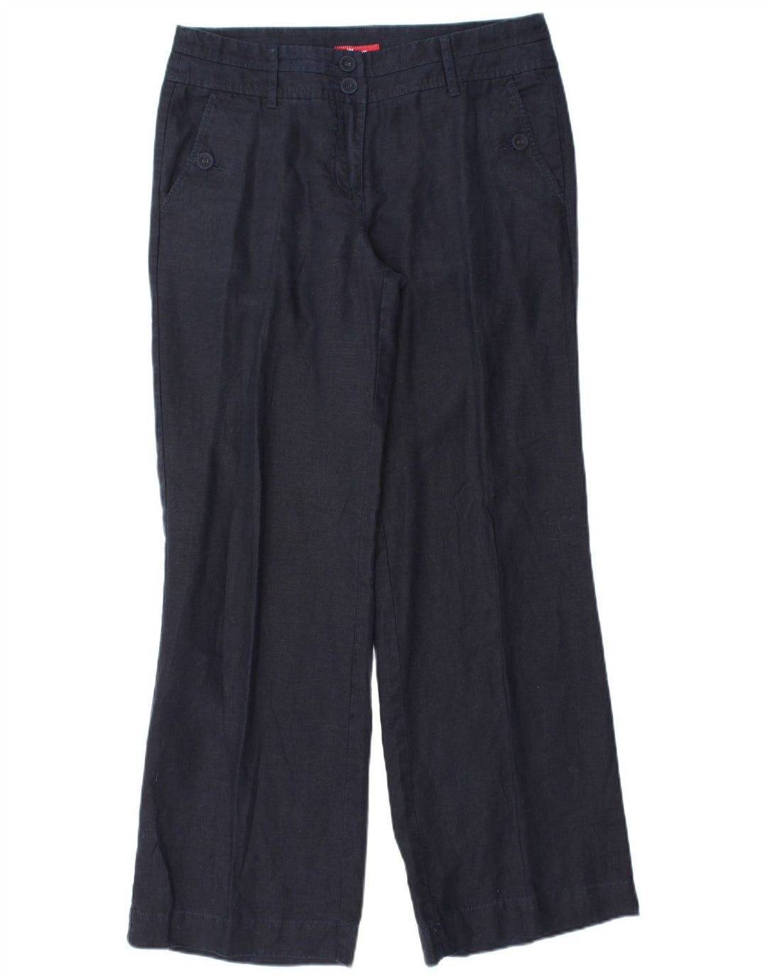Spodnie Chino damskie MONSOON z szeroką nogawką UK 10 Small W32 L31 Granatowe lniane