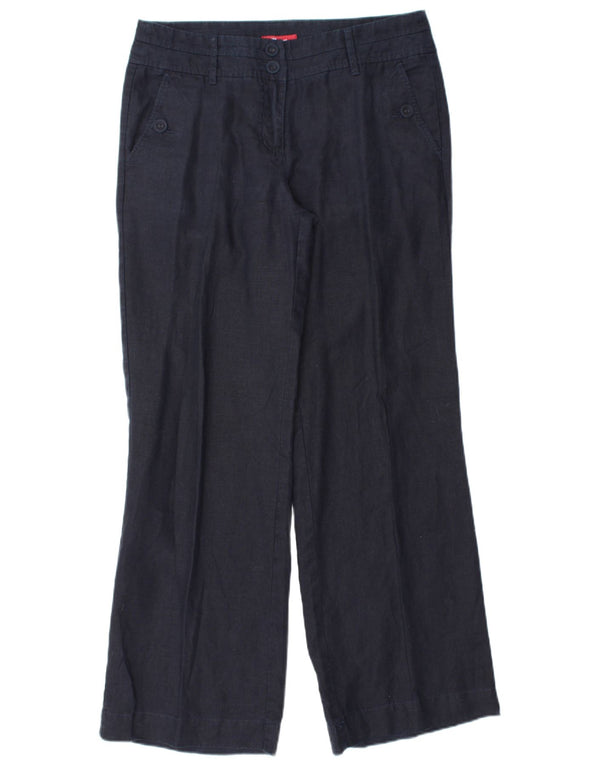 Spodnie Chino damskie MONSOON z szeroką nogawką UK 10 Small W32 L31 Granatowe lniane
